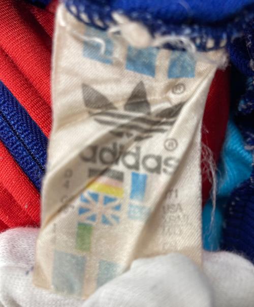 adidas（アディダス）adidas (アディダス) パネルフードトラックジャケット ネイビー×レッド サイズ:4の古着・服飾アイテム