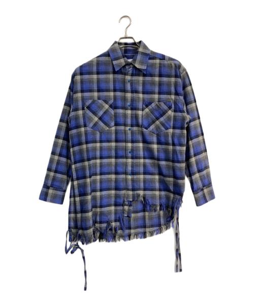FACETASM（ファセッタズム）FACETASM (ファセッタズム) 長袖チェックシャツ ネイビー×グレー サイズ:3の古着・服飾アイテム