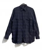 COMOLIコモリ）の古着「ウールシルクワークシャツ」｜ネイビー
