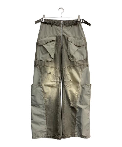 BEUTER（バウター）BEUTER (バウター) ダメージ切替デニムパンツ グレー サイズ:Mの古着・服飾アイテム