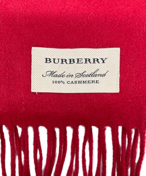 BURBERRY（バーバリー）BURBERRY (バーバリー) ロゴ刺繍カシミヤマフラー レッドの古着・服飾アイテム