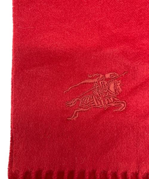 BURBERRY（バーバリー）BURBERRY (バーバリー) ロゴ刺繍カシミヤマフラー レッドの古着・服飾アイテム