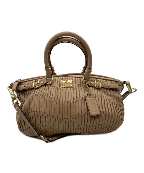 COACH（コーチ）COACH (コーチ) マディソンギャザードレザーバッグ ベージュの古着・服飾アイテム