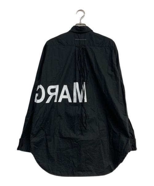 MM6 Maison Margiela（エムエムシックスメゾンマルジェラ）MM6 Maison Margiela (エムエムシックスメゾンマルジェラ) コットンシャツ リバースロゴプリント バックリボン ブラック サイズ:38の古着・服飾アイテム