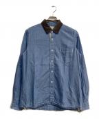 sacaiサカイ）の古着「Velour Collar Drawstring Shirt」｜ブルー