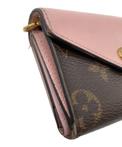 LOUIS VUITTON（ルイ ヴィトン）LOUIS VUITTON (ルイ ヴィトン) モノグラム コンパクトウォレッポルトフォイユ・ゾエト ブラウン×ピンクの古着・服飾アイテム
