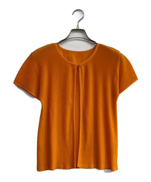 ISSEY MIYAKE（イッセイミヤケ）ISSEY MIYAKE (イッセイミヤケ) 半袖プリーツカーディガン オレンジ サイズ:3の古着・服飾アイテム