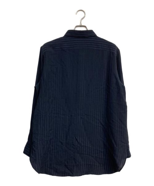 Saint Laurent Paris（サンローランパリ）Saint Laurent Paris (サンローランパリ) ストライプ シルク ロングスリーブシャツ ネイビー サイズ:38の古着・服飾アイテム