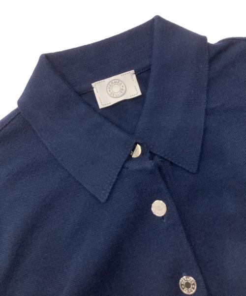 HERMES（エルメス）HERMES (エルメス) セリエボタンロングスリーブポロシャツ ネイビー サイズ:Mの古着・服飾アイテム