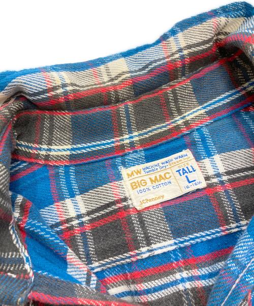 big mac（ビッグマック）BIG MAC (ビッグマック) 70'sチェックネルシャツ ブルー×レッド サイズ:Lの古着・服飾アイテム