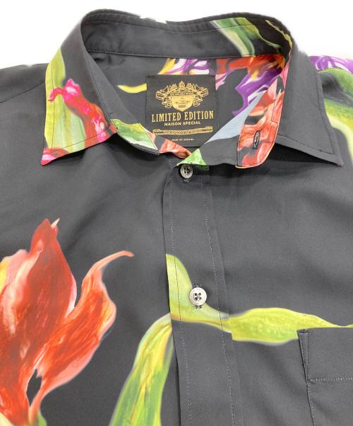 MAISON SPECIAL（メゾンスペシャル）MAISON SPECIAL (メゾンスペシャル) ORIGINAL GRAPHIC Prime-Over Regular Collar Short Sleeve Shirt ブラック サイズ:1の古着・服飾アイテム