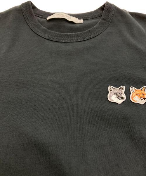 maison kitsune（メゾンキツネ）MAISON KITSUNE (メゾンキツネ) ダブル フォックスヘッド Tシャツ ブラック サイズ:XSの古着・服飾アイテム