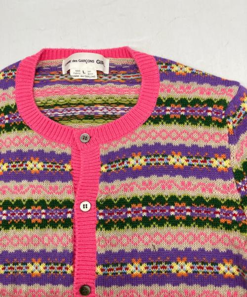 COMME des GARCONS GIRL（コムデギャルソンガール）COMME des GARCONS GIRL (コムデギャルソンガール) ニットカーディガン ピンク×パープル サイズ:Lの古着・服飾アイテム