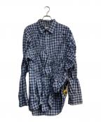 TENDER PERSONテンダ―パーソン）の古着「GATHER SHIRT」｜ブルー