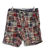 Denim & Supply Ralph Laurenデニム＆サプライ ラルフローレン）の古着「パッチワークハーフパンツ」｜ネイビー×レッド