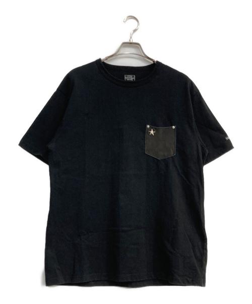 SCHOTT BROS.（ショット）SCHOTT BROS. (ショット) LEATHER POCKET T-SHIRT ブラック サイズ:XLの古着・服飾アイテム