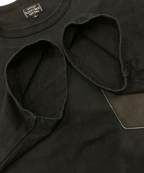 SCHOTT BROS.（ショット）SCHOTT BROS. (ショット) LEATHER POCKET T-SHIRT ブラック サイズ:XLの古着・服飾アイテム