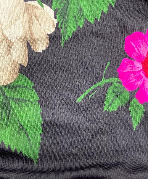 LEONARD PARIS（レオナール パリ）LEONARD PARIS (レオナール パリ) シルク花柄ワンピース ブラック×レッド サイズ:4の古着・服飾アイテム