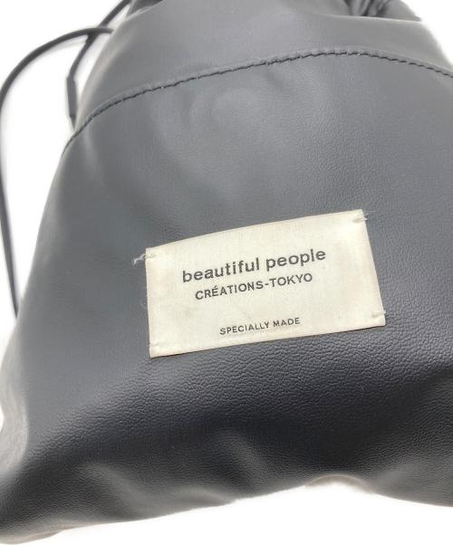 beautiful people（ビューティフルピープル）beautiful people (ビューティフルピープル) フェイクレザー巾着バッグ ブラックの古着・服飾アイテム