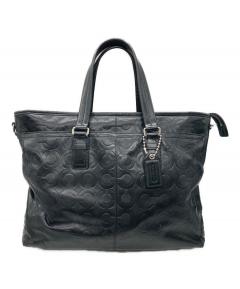 中古・古着通販】COACH (コーチ) ボストンバッグ ブラック×グレー