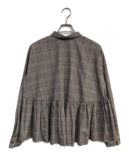mizuiro-ind（ミズイロインド）mizuiro-ind (ミズイロインド) ペプラムブラウス ブラウン サイズ:FREEの古着・服飾アイテム