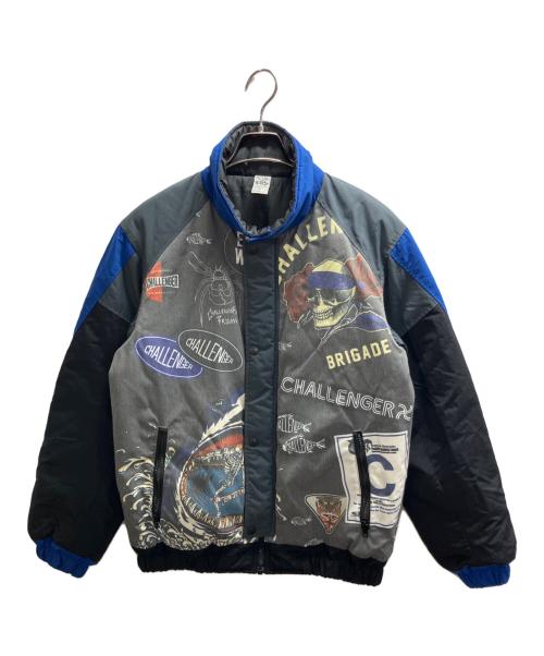 CHALLENGER（チャレンジャー）CHALLENGER (チャレンジャー) 80'S PRINTED JACKET -Sticker- グレー×ブルー サイズ:Mの古着・服飾アイテム