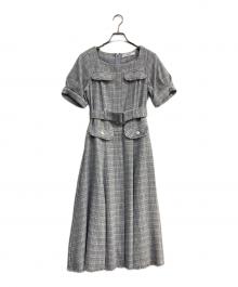HER LIP TO（ハーリップトゥ）の古着「Classic Tweed Belted Dress」｜ブルー