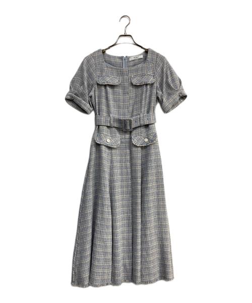 HER LIP TO（ハーリップトゥ）HER LIP TO (ハーリップトゥ) Classic Tweed Belted Dress ブルー サイズ:Ⅿの古着・服飾アイテム