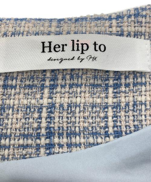 HER LIP TO（ハーリップトゥ）HER LIP TO (ハーリップトゥ) Classic Tweed Belted Dress ブルー サイズ:Ⅿの古着・服飾アイテム