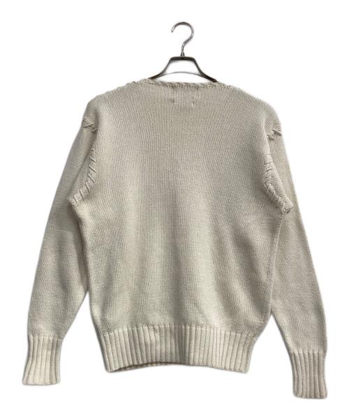 POLO COUNTRY（ポロカントリー）POLO COUNTRY (ポロカントリー) 袖ステッチクルーネックニット アイボリー サイズ:Lの古着・服飾アイテム