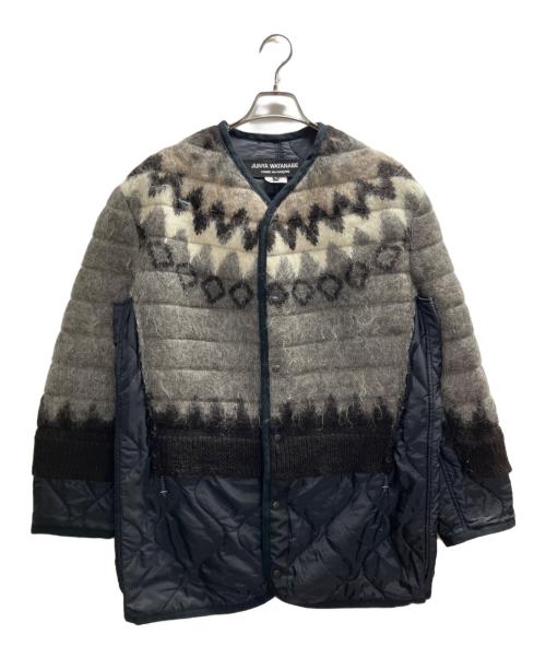 JUNYA WATANABE COMME des GARCONS（(ジュンヤワタナベ コムデギャルソン）JUNYA WATANABE COMME des GARCONS ((ジュンヤワタナベ コムデギャルソン) エステルナイロンタフタ×ウールジャガードコート ブラウン サイズ:XSの古着・服飾アイテム