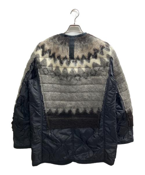 JUNYA WATANABE COMME des GARCONS（(ジュンヤワタナベ コムデギャルソン）JUNYA WATANABE COMME des GARCONS ((ジュンヤワタナベ コムデギャルソン) エステルナイロンタフタ×ウールジャガードコート ブラウン サイズ:XSの古着・服飾アイテム
