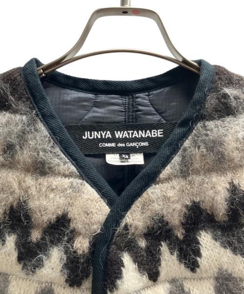 JUNYA WATANABE COMME des GARCONS（(ジュンヤワタナベ コムデギャルソン）JUNYA WATANABE COMME des GARCONS ((ジュンヤワタナベ コムデギャルソン) エステルナイロンタフタ×ウールジャガードコート ブラウン サイズ:XSの古着・服飾アイテム