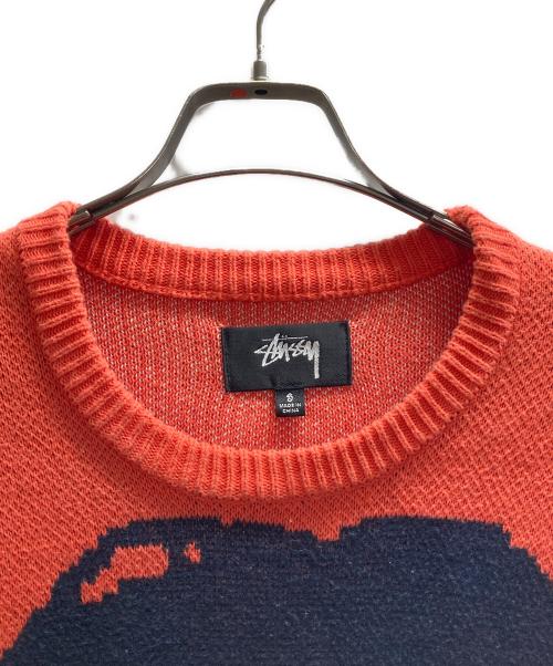 stussy（ステューシー）stussy (ステューシー) BOB MARLEY (ボブ・マーリィ) BOB MARLEY KNIT SWEATER レッド サイズ:Sの古着・服飾アイテム