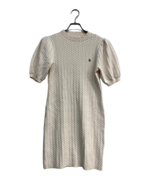 HER LIP TO（ハーリップトゥ）Her lip to (ハーリップトゥ) Puff Sleeve Cable Knit Dress アイボリー サイズ:Mの古着・服飾アイテム