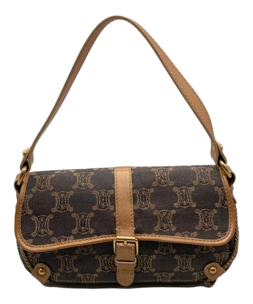 CELINE（セリーヌ）CELINE (セリーヌ) パリマカダム柄デニムワンショルダーバッグ インディゴ×ブラウンの古着・服飾アイテム