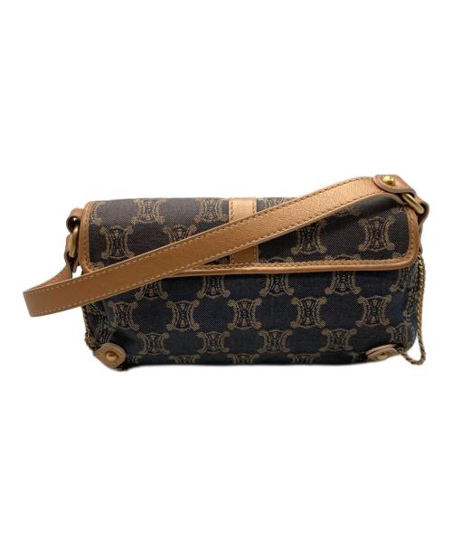 CELINE（セリーヌ）CELINE (セリーヌ) パリマカダム柄デニムワンショルダーバッグ インディゴ×ブラウンの古着・服飾アイテム