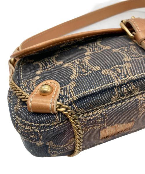 CELINE（セリーヌ）CELINE (セリーヌ) パリマカダム柄デニムワンショルダーバッグ インディゴ×ブラウンの古着・服飾アイテム