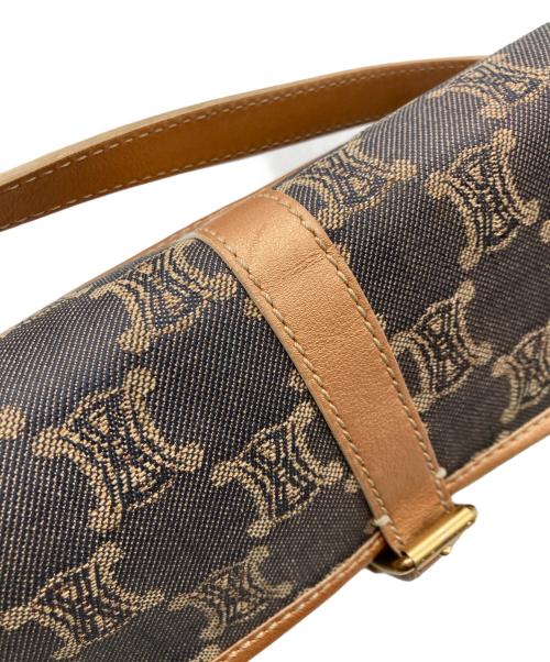 CELINE（セリーヌ）CELINE (セリーヌ) パリマカダム柄デニムワンショルダーバッグ インディゴ×ブラウンの古着・服飾アイテム