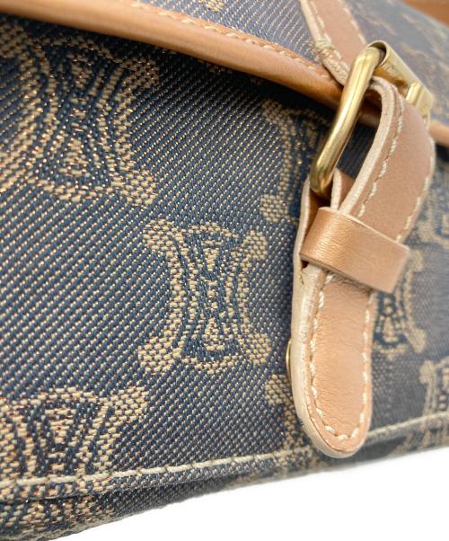 CELINE（セリーヌ）CELINE (セリーヌ) パリマカダム柄デニムワンショルダーバッグ インディゴ×ブラウンの古着・服飾アイテム