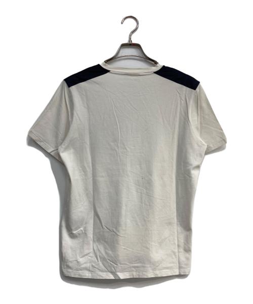PRADA（プラダ）PRADA (プラダ) Vネックロゴ半袖Tシャツ ホワイト サイズ:Ⅿの古着・服飾アイテム