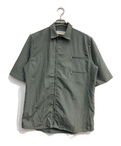MARNI（マルニ）MARNI (マルニ) 半袖ナイロンジップシャツ グリーン サイズ:44の古着・服飾アイテム