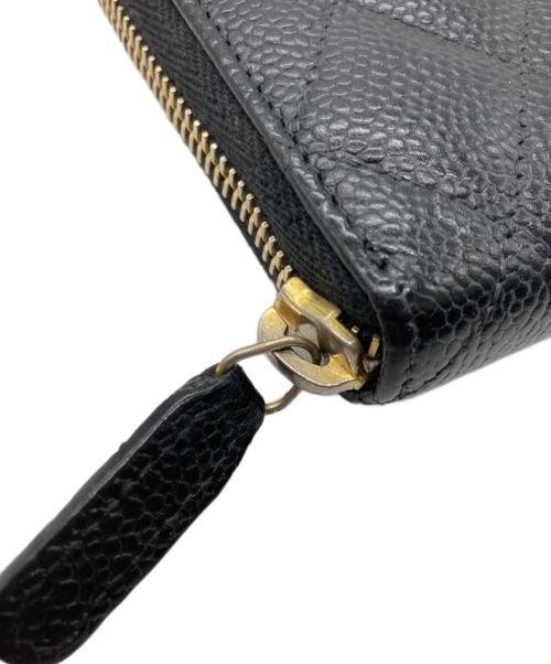 CHANEL（シャネル）CHANEL (シャネル) キャビアスキンラウンドジップウォレット ブラックの古着・服飾アイテム