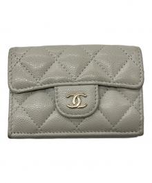 CHANEL（シャネル）の古着「キャビアスキンクラシックスモールウォレット」｜ベージュ
