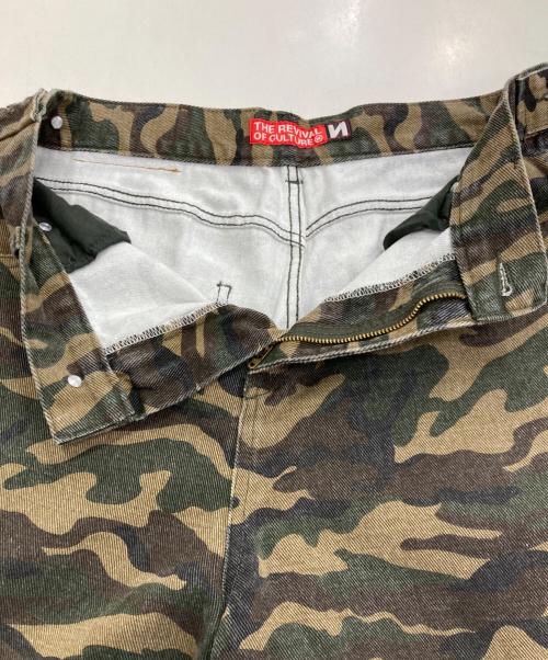 9090（9090）9090 (9090) OG Logo Painted Denim Pants カーキ サイズ:Lの古着・服飾アイテム