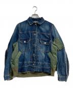 sacaiサカイ）の古着「デニム×MA-1ジャケット」｜ブルー×グリーン