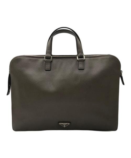 PRADA（プラダ）PRADA (プラダ) サフィアーノレザーブリーフケース グレージュの古着・服飾アイテム