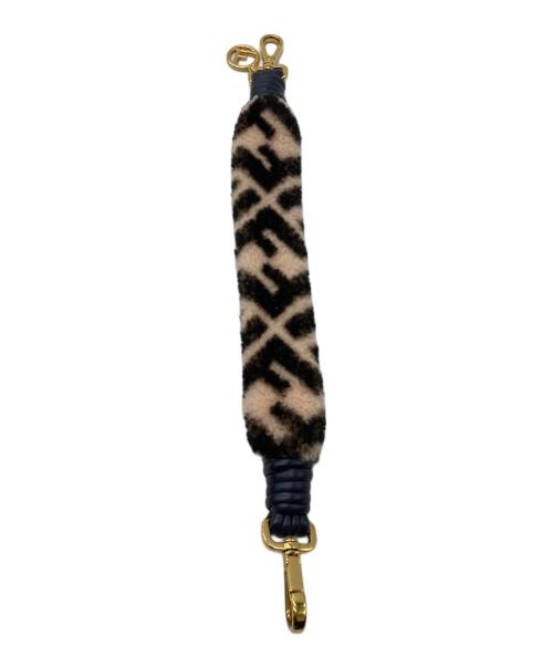 FENDI（フェンディ）FENDI (フェンディ) ミニ ストラップ ユー ムートン ベージュ×ブラック×ネイビーの古着・服飾アイテム