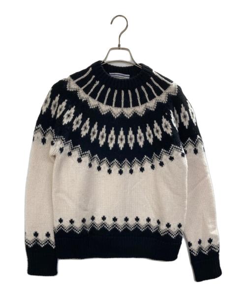 CristaSeya（クリスタセヤ）CristaSeya (クリスタセヤ) Oversized mountain sweater ホワイト×ブラック サイズ:FREEの古着・服飾アイテム