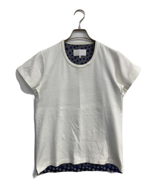 Maison Martin Margiela（メゾンマルタンマルジェラ）Maison Martin Margiela (メゾンマルタンマルジェラ) ペイント加工花柄カットソー ホワイト×ブルー サイズ:xsの古着・服飾アイテム